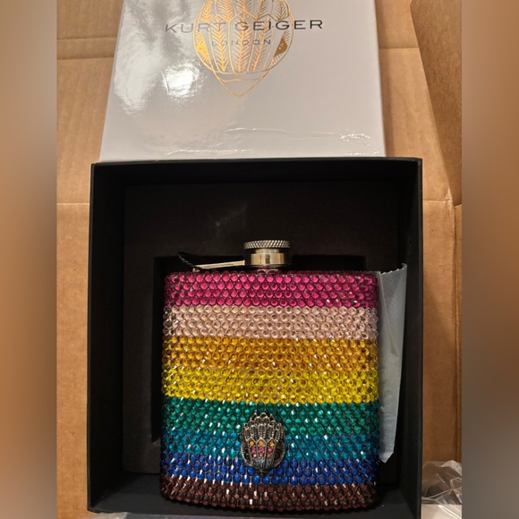 NWT Kurt Geiger Crystal Jewel Rainbow Flask with Eagle head - Picture 8 of 8